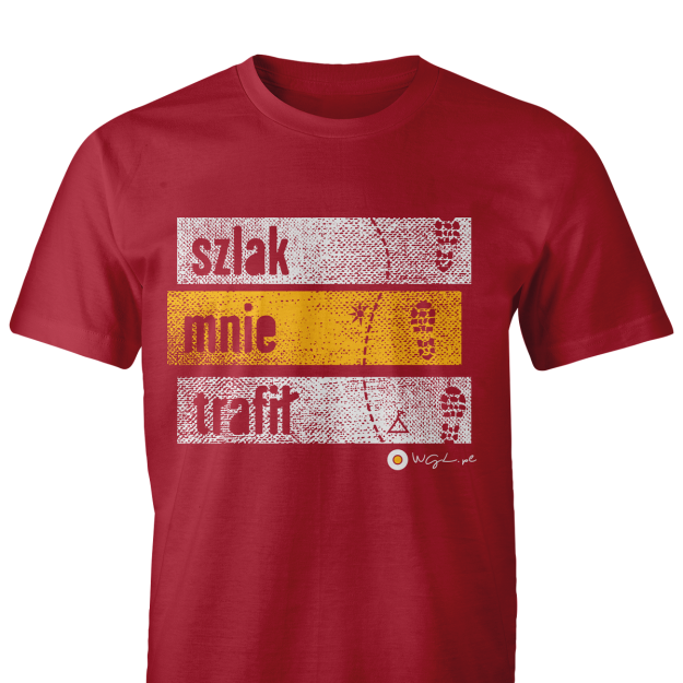 Koszulka turystyczna t-shirt Szlak Mnie Trafił - czerwona męska