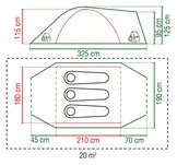Namiot turystyczny 3-osobowy Coleman Hayden 3 wymiary