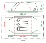 Namiot turystyczny 3-osobowy Coleman Hayden 3 wymiary