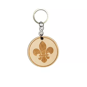 Breloczek drewniany z lilijką - Brelok dla harcerzy