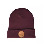 Czapka zimowa ze skórką / skórzaną naszywką Góry i Wilk - bordowa