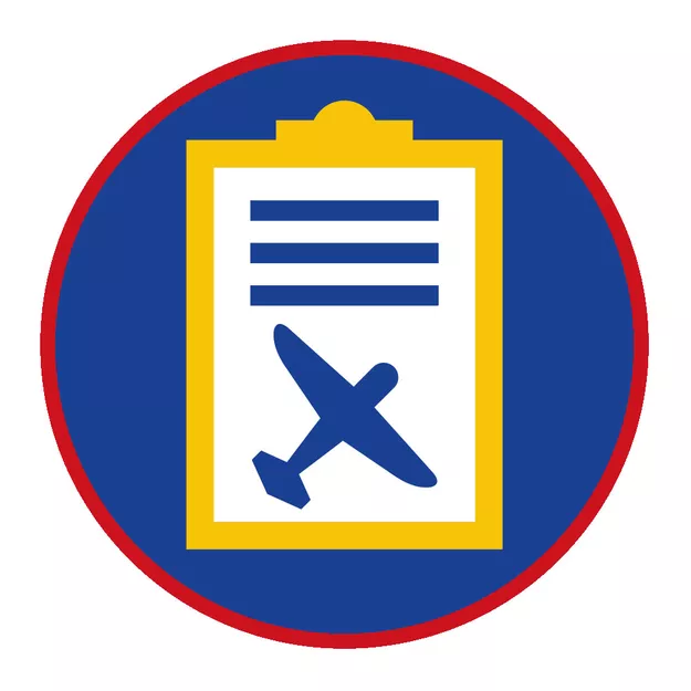 Sprawność harcerska Pomocnik / Pomocniczka sędziego sportowego modelarstwa lotniczego i kosmicznego - czerwone obszycie - reforma SIM - System Identyfikacji Metodycznej