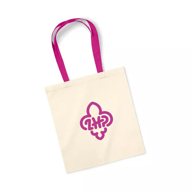 Torba bawełniana z logo ZHP - różowe uchwyty