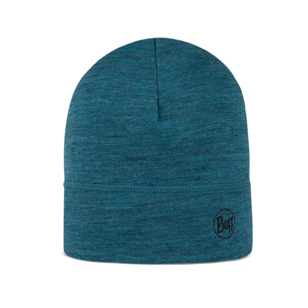 BUFF Lightweight Merino Beanie - Solid Teal - cienka sportowa czapka merynosowa