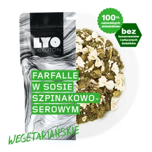 LYOFOOD Farfalle w sosie szpinakowo-serowym DUŻA 126 g (500 g) - Żywność liofilizowana 