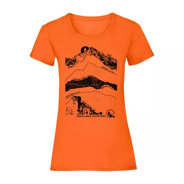 FUNDACJA SZERPOWIE NADZIEI Damska pomarańczowa koszulka - Tatrzańskie szczyty