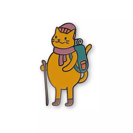 Pin metalowy - Kot podróżnik z plecakiem - PINSTORY