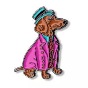 Pin metalowy - Jamnik w garniturze - PINSTORY