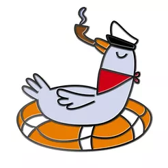 Pin metalowy - Mewa w kółku ratunkowym - PINSTORY