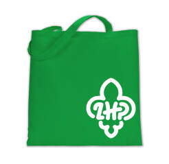 Torba bawełniana kolorowa kwadratowa z lilijką na boku - z logo ZHP zielona