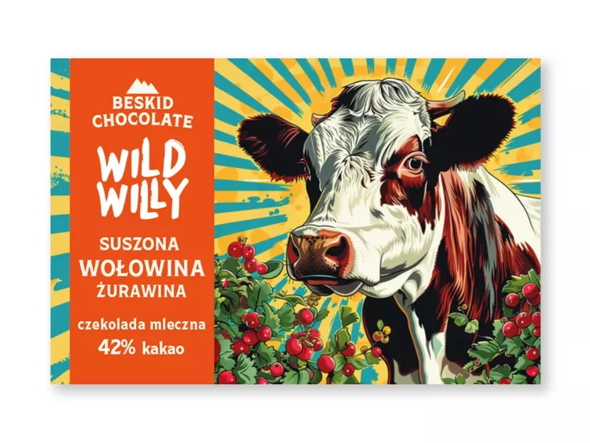 WILD WILLY Czekolada mleczna 42% z suszoną wołowiną