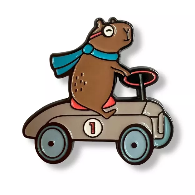 Pin metalowy - Kapibara w samochodzie - PINSTORY