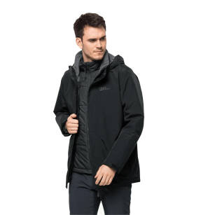 JACK WOLFSKIN Bergland 3in1 men - black - męska kurtka 3 w 1
