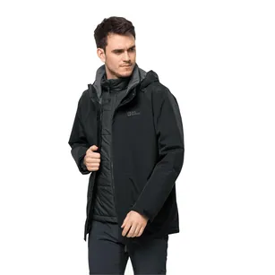 JACK WOLFSKIN Bergland 3in1 men - black - męska kurtka 3 w 1