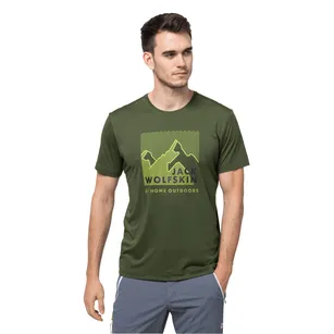 JACK WOLFSKIN Peak Graphic T Men - greenwood - męska koszulka funkcyjna z printem