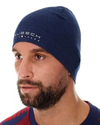 BRUBECK Active Wool Navy Blue - sportowa termoaktywna czapka merino - lekka