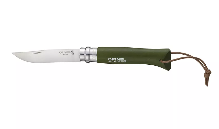 Opinel N°08 Bushwhacker - Khaki - nóż z rzemykiem - blister