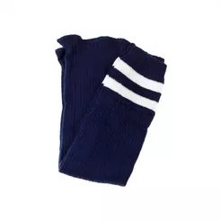 Granatowe getry harcerskie z białymi paskami
