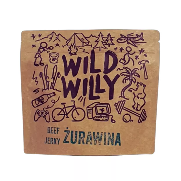 WILD WILLY Beef Jerky ŻURAWINA 100 g - suszona wołowina żurawina