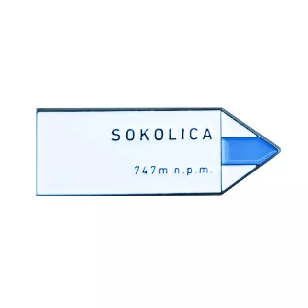 Pin metalowy turystyczny - strzałka SOKOLICA - PINSTORY