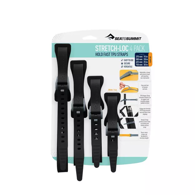SEA TO SUMMIT Stretch-Loc 4 pack Black - zestaw pasków troków mocujących - czarne