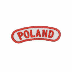 Haftowana plakietka Poland z białym tłem