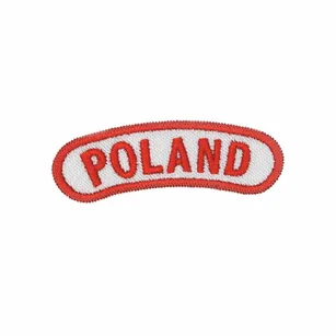Plakietka haftowana Poland - białe tło