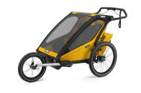 THULE Chariot Sport 2 - przyczepka rowerowa + wózek biegowy + wózek spacerowy -  Black / Spectra Yellow