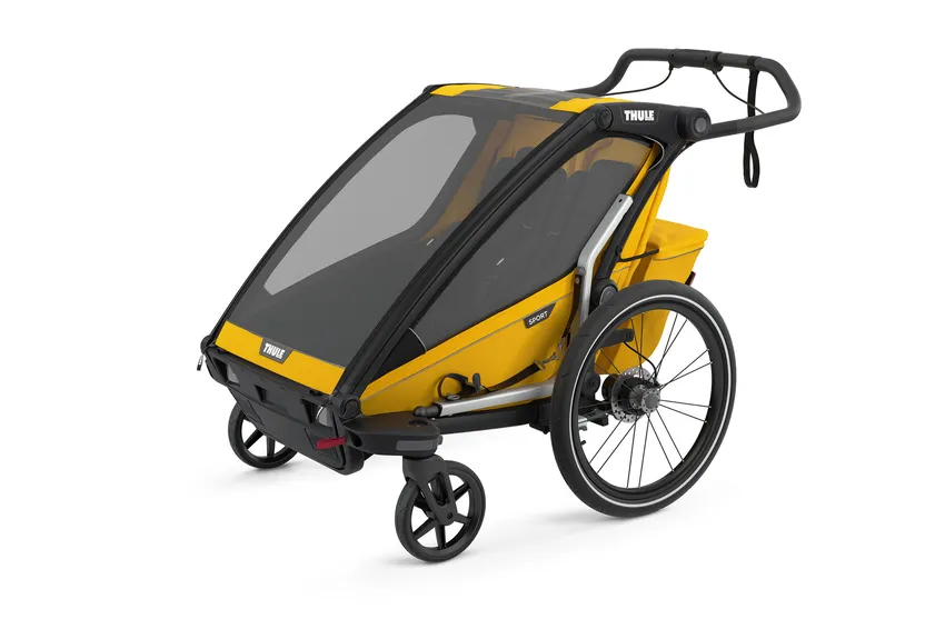 THULE Chariot Sport 2 - przyczepka rowerowa + wózek biegowy + wózek spacerowy -  Black / Spectra Yellow