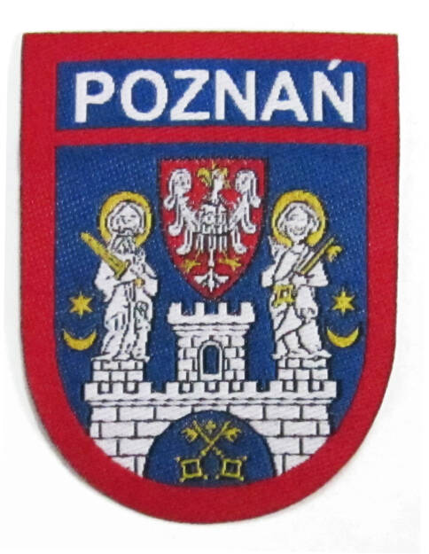 Plakietka żakardowa z herbem Poznania