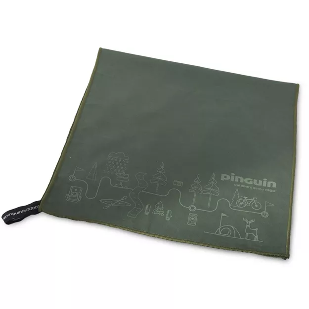PINGUIN Micro Towel XL Map - Ręcznik szybkoschnący z mikrofibry - greenish grey