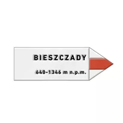 Pin metalowy turystyczny - strzałka BIESZCZADY - PINSTORY