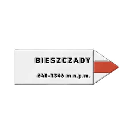 Pin metalowy turystyczny - strzałka BIESZCZADY - PINSTORY