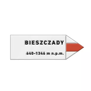 Pin metalowy turystyczny - strzałka BIESZCZADY - PINSTORY