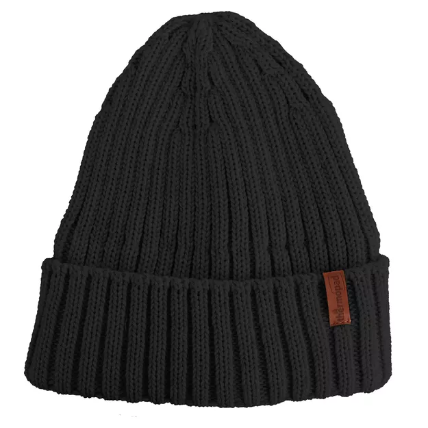 THERMOPAD Czapka zimowa beanie 100% wełna merino - czarna