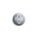 Przypinka button harcerski logo ZHP szara
