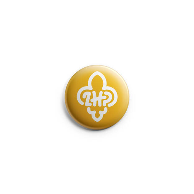 Przypinka button harcerski logo ZHP żółta