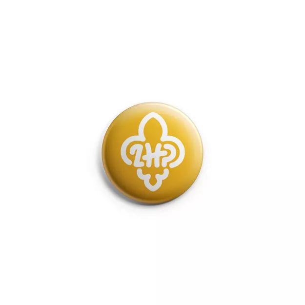 Przypinka button harcerski logo ZHP żółta