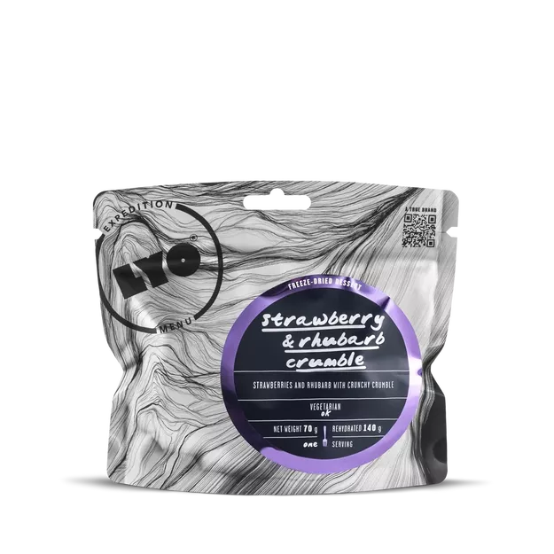 LYOFOOD Deser kruszonka z truskawkami i rabarbarem - wegetariański deser - 70 g (140 g)