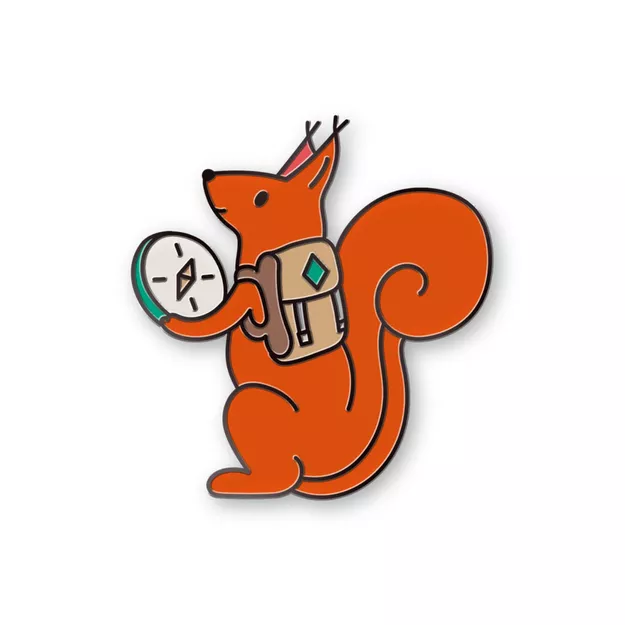 Pin metalowy - Wiewiórka z kompasem - PINSTORY