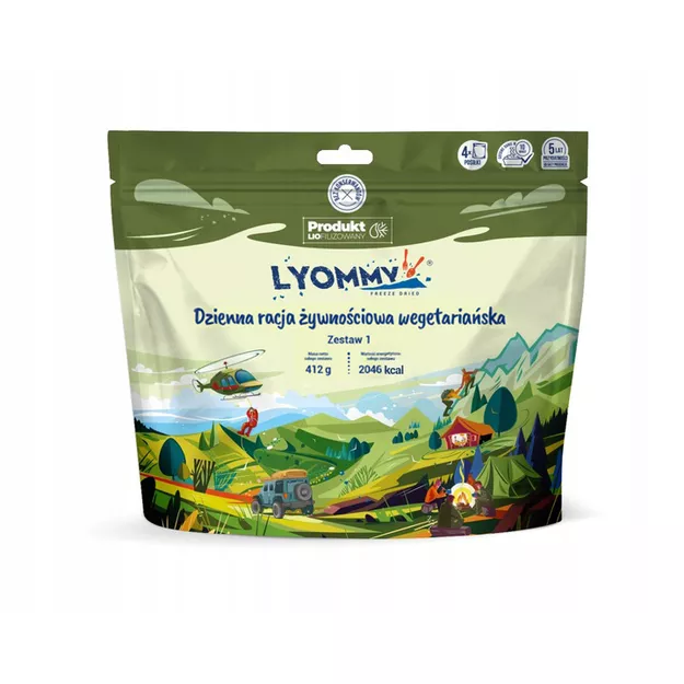 LYOMMY Dzienna racja żywnościowa - wegetaraińska 1 - zestaw 412 g / 2046 kcal