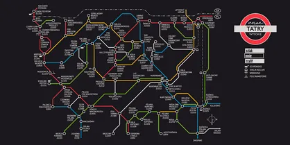 NASZE GÓRY Ręcznik szybkoschnący - metro mapa - Tatry Wysokie (czarny)