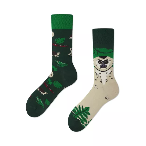 MANY MORNINGS - Giddy Gibbon - bawełniane kolorowe skarpetki - gibony