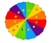 Chusta animacyjna KLANZA z 12 rzepami - płachta edukacyjna Akson - z owocami - 8