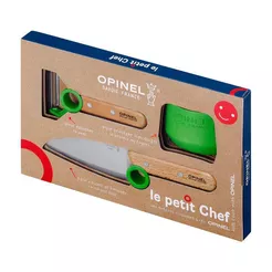 OPINEL Zestaw kuchenny dla dzieci - Le Petit Chef - zielony - nóż + obieraczka + ochraniacz na palce