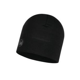 BUFF Midweight Merino Wool Hat Solid Black - sportowa czapka zimowa merynosowa