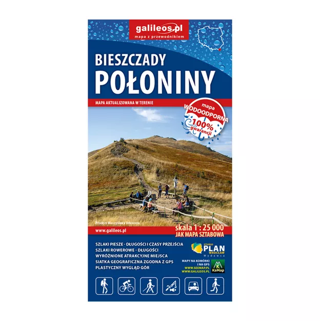 GALILEOS Mapa turystyczna - Bieszczady Połoniny - laminowana