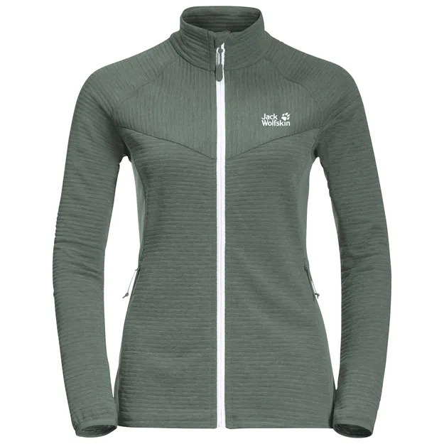 JACK WOLFSKIN Active Tongari Women - Hedge Green - damska kurtka polarowa / bluza polarowa 