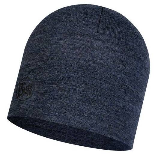 BUFF Midweight Merino Wool Hat Night Blue Melange - sportowa czapka zimowa merynosowa