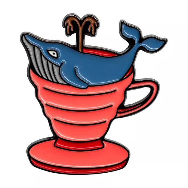 Pin metalowy - Wieloryb w Driper v60 - PINSTORY